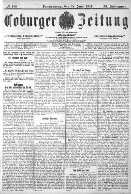 Coburger Zeitung Donnerstag 18. Juni 1914