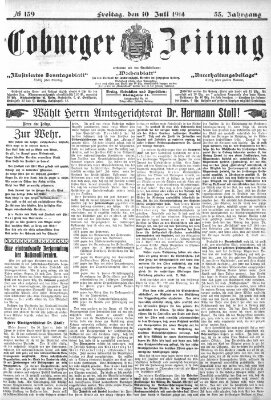 Coburger Zeitung Freitag 10. Juli 1914