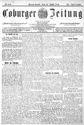 Coburger Zeitung Samstag 11. Juli 1914