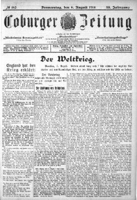 Coburger Zeitung Donnerstag 6. August 1914