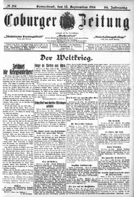 Coburger Zeitung Samstag 12. September 1914