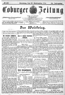 Coburger Zeitung Sonntag 13. September 1914