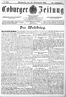 Coburger Zeitung Mittwoch 23. September 1914