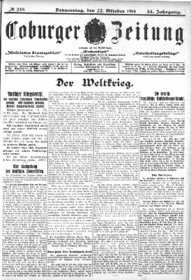 Coburger Zeitung Donnerstag 22. Oktober 1914