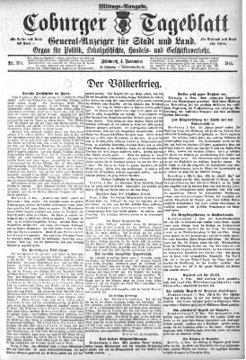 Coburger Zeitung Mittwoch 4. November 1914