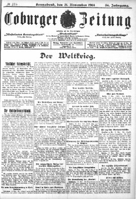 Coburger Zeitung Samstag 21. November 1914