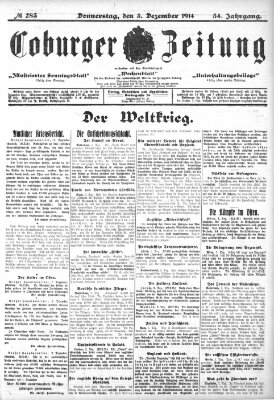 Coburger Zeitung Donnerstag 3. Dezember 1914