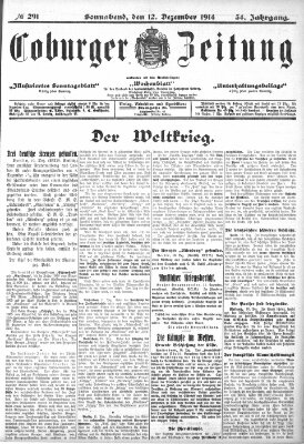 Coburger Zeitung Samstag 12. Dezember 1914