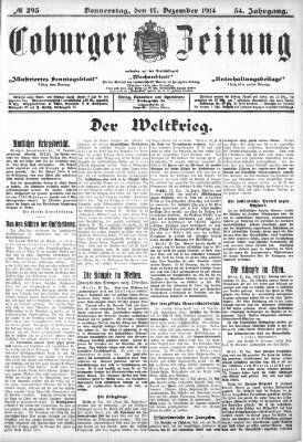 Coburger Zeitung Donnerstag 17. Dezember 1914