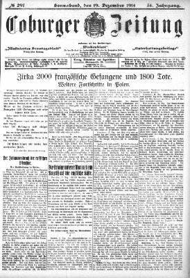 Coburger Zeitung Samstag 19. Dezember 1914