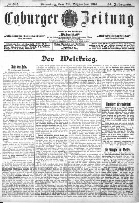 Coburger Zeitung Dienstag 29. Dezember 1914