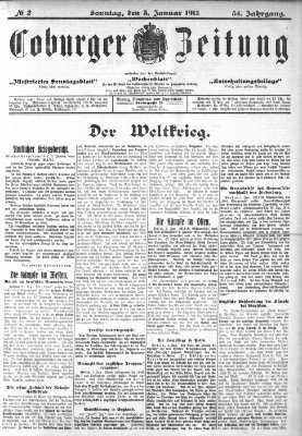 Coburger Zeitung Sonntag 3. Januar 1915