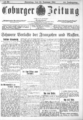 Coburger Zeitung Sonntag 31. Januar 1915