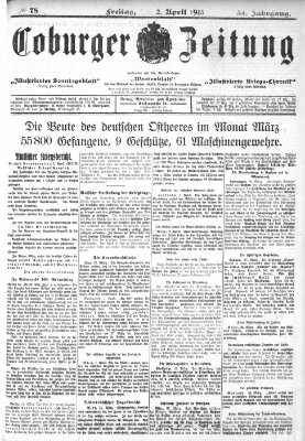 Coburger Zeitung Freitag 2. April 1915