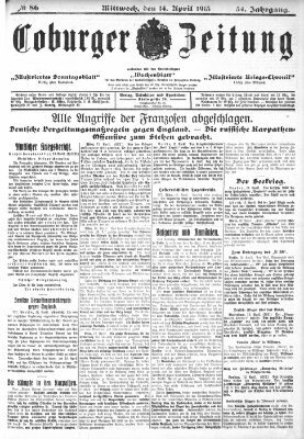 Coburger Zeitung Mittwoch 14. April 1915