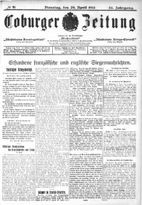 Coburger Zeitung Dienstag 20. April 1915