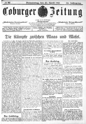 Coburger Zeitung Donnerstag 22. April 1915