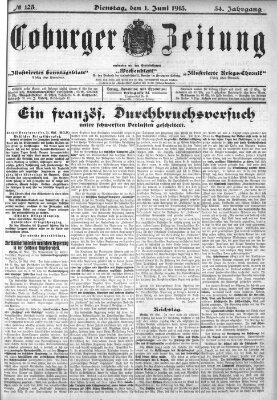 Coburger Zeitung Dienstag 1. Juni 1915