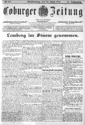 Coburger Zeitung Donnerstag 24. Juni 1915