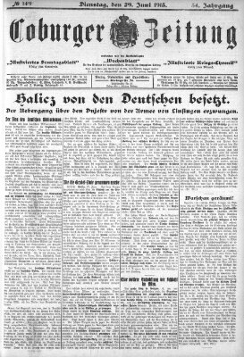 Coburger Zeitung Dienstag 29. Juni 1915