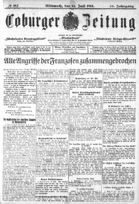 Coburger Zeitung Mittwoch 14. Juli 1915