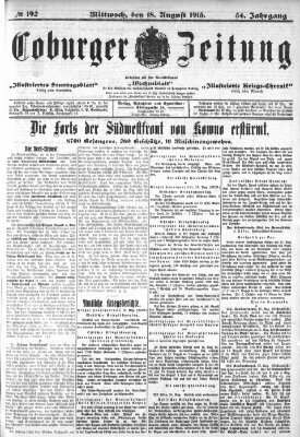 Coburger Zeitung Mittwoch 18. August 1915