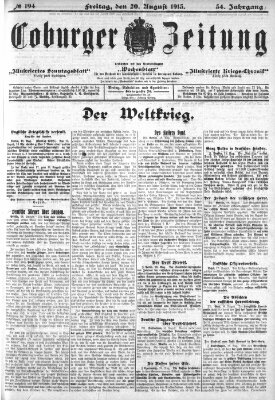 Coburger Zeitung Freitag 20. August 1915