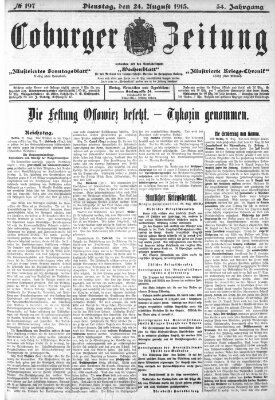 Coburger Zeitung Dienstag 24. August 1915