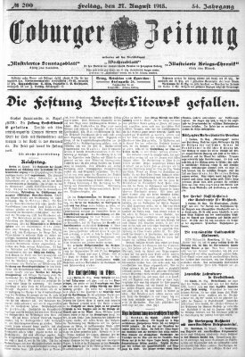 Coburger Zeitung Freitag 27. August 1915