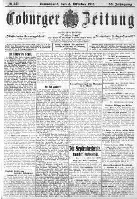 Coburger Zeitung Samstag 2. Oktober 1915