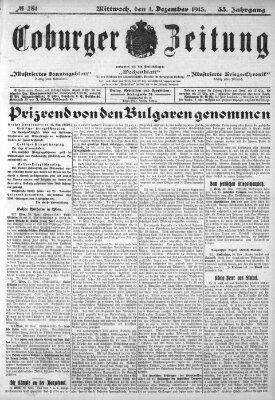 Coburger Zeitung Mittwoch 1. Dezember 1915