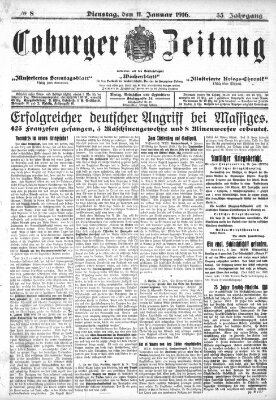 Coburger Zeitung Dienstag 11. Januar 1916