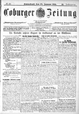 Coburger Zeitung Samstag 29. Januar 1916