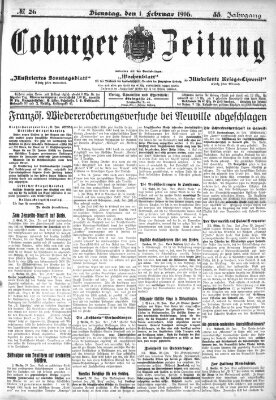 Coburger Zeitung Dienstag 1. Februar 1916