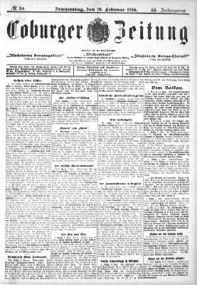 Coburger Zeitung Donnerstag 10. Februar 1916