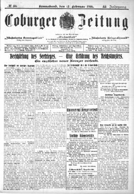 Coburger Zeitung Samstag 12. Februar 1916