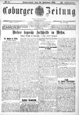 Coburger Zeitung Samstag 26. Februar 1916