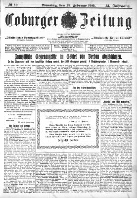 Coburger Zeitung Dienstag 29. Februar 1916