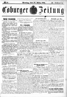 Coburger Zeitung Montag 27. März 1916