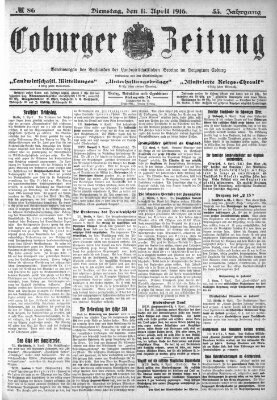 Coburger Zeitung Dienstag 11. April 1916