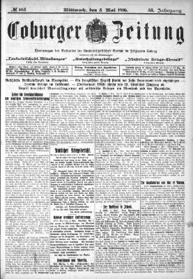 Coburger Zeitung Mittwoch 3. Mai 1916