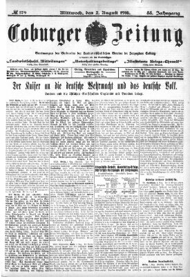 Coburger Zeitung Mittwoch 2. August 1916