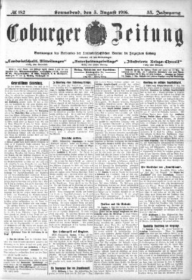 Coburger Zeitung Samstag 5. August 1916