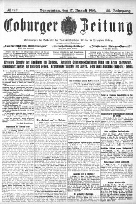 Coburger Zeitung Donnerstag 17. August 1916