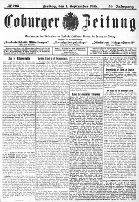 Coburger Zeitung Freitag 1. September 1916