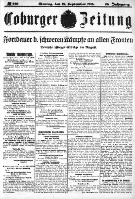 Coburger Zeitung Montag 18. September 1916