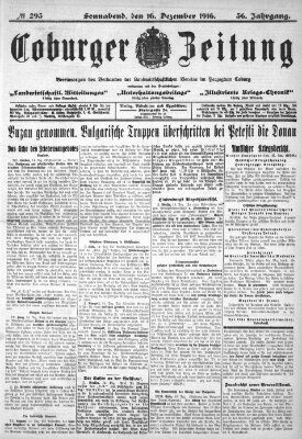 Coburger Zeitung Samstag 16. Dezember 1916