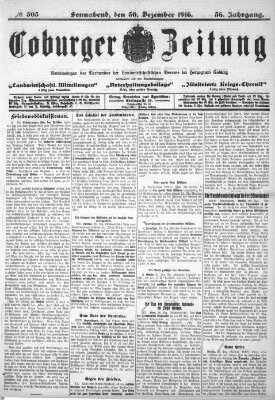 Coburger Zeitung Samstag 30. Dezember 1916