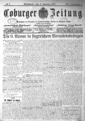 Coburger Zeitung Mittwoch 3. Januar 1917