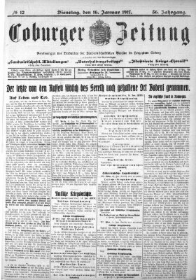 Coburger Zeitung Dienstag 16. Januar 1917